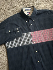 Tommy Hilfiger Vtg. Button-Down Shirt Men's XL Green Check Plaid Colorblock