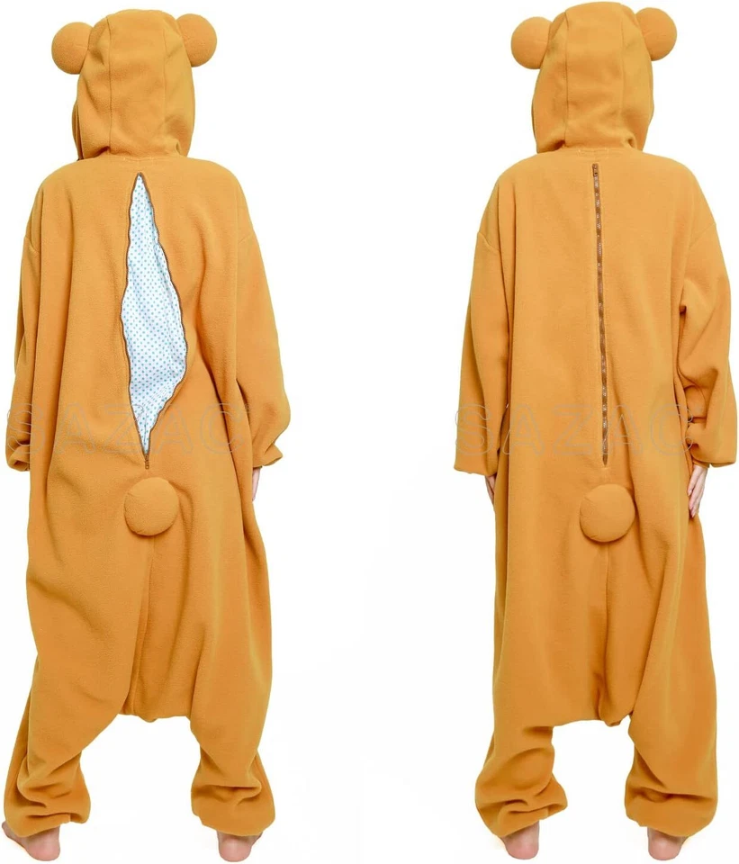 SAZAC Rilakkuma Costume Cosplay Kigurumi Adult Pile One Size Kawaii Unisex Brown - Image 3 of 3