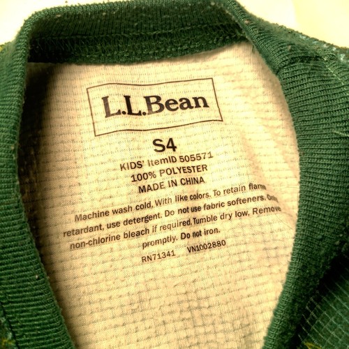 LL Bean Kids Pajamas S 4 Green 2 Piece Long Sleeve Camp Trees Tent Hike - Picture 8 of 11
