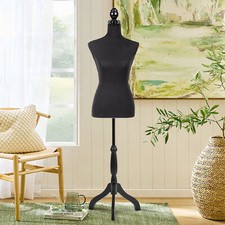 Female Mannequin Torso Manikin Dress Form Clothing Form w/Tripod Stand Black