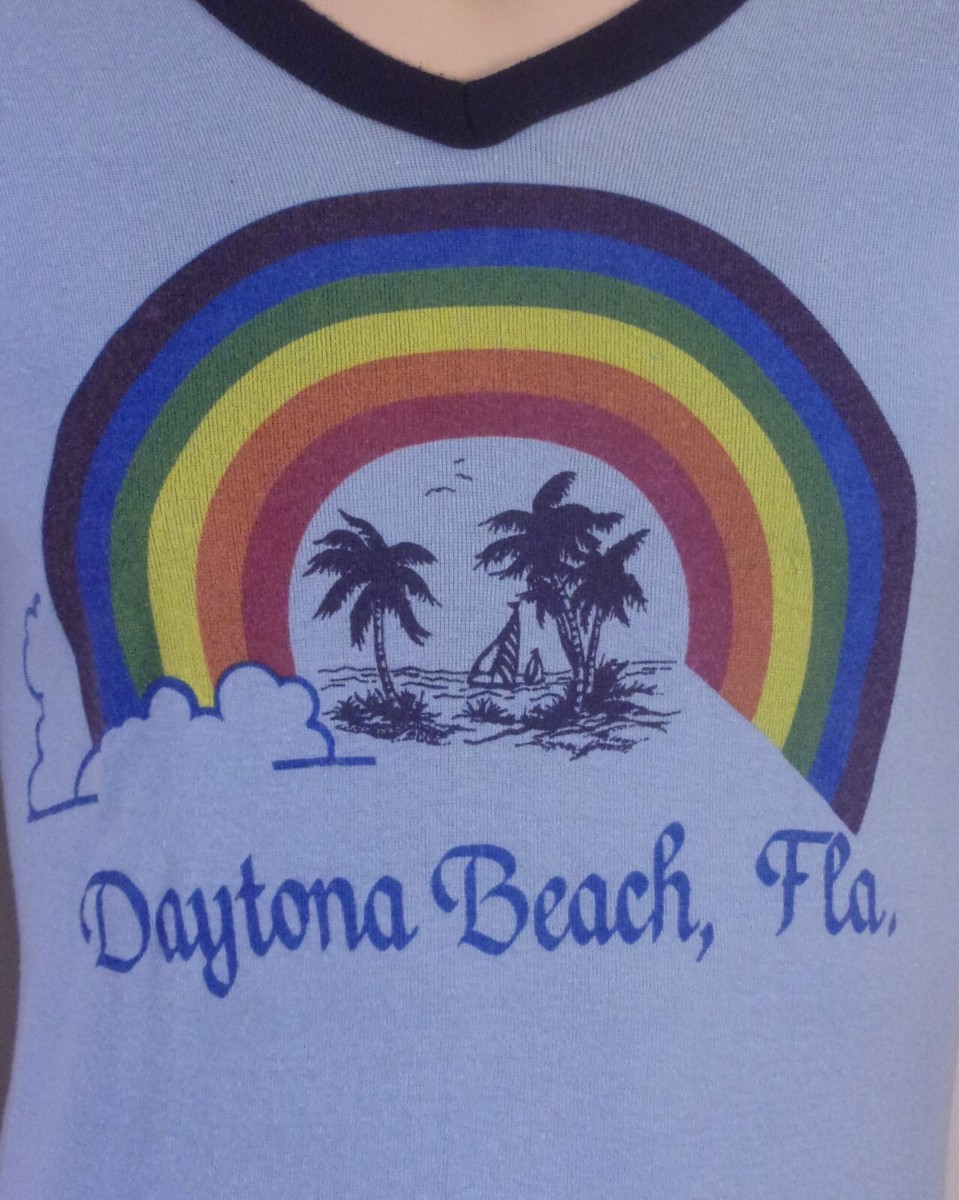 vintage 70s 80s The Knits Raglan ReTro T-Shirt Rainbow