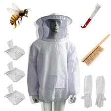 Beekeeping Suit Bee Honey Keeping Equipment Gloves Hive Brush Hook Veil Set AH9