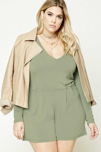 Forever 21 Sage Plus Size V-Neck Romper 2X | eBay