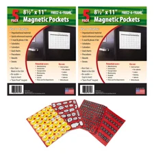 Pack of 10 Freez A Frame Clear Magnetic Pockets (8.5 x 11) + Stickers
