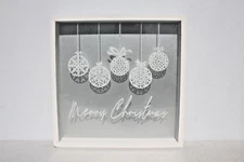 Quill To Paper By Sixtrees Shadow Box Glass Glitter Merry Christmas Ornaments