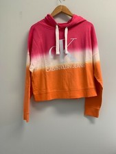 Calvin Klein Jeans Ladies' Dip Dye Hoodie Sweatshirt Orange CK Logo