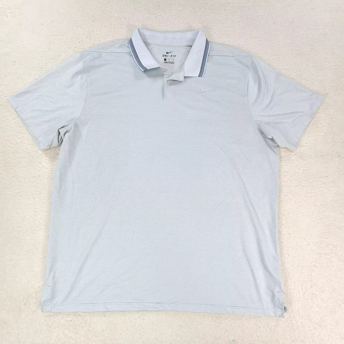 Nike Polo Shirt Adult Extra Large White Grey Swoosh Golf Lightweight DriFit Mens