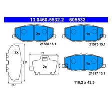 ATE 13.0460-5532.2 Bremsbeläge Bremsklötze Vorne für Suzuki Jimny Geländewagen