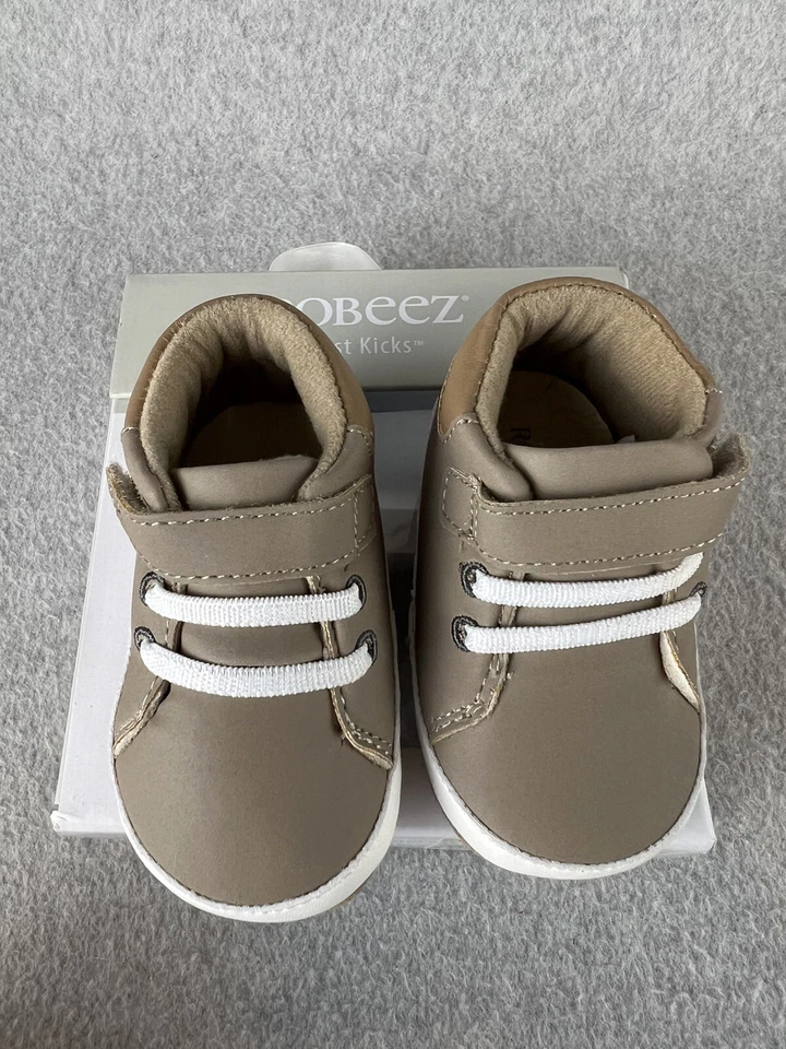 Robeez First Kicks Cuna Bebé Zapatos Talla 6-9 Meses Zapatilla Pull on Comodidad Foto 3 de 4