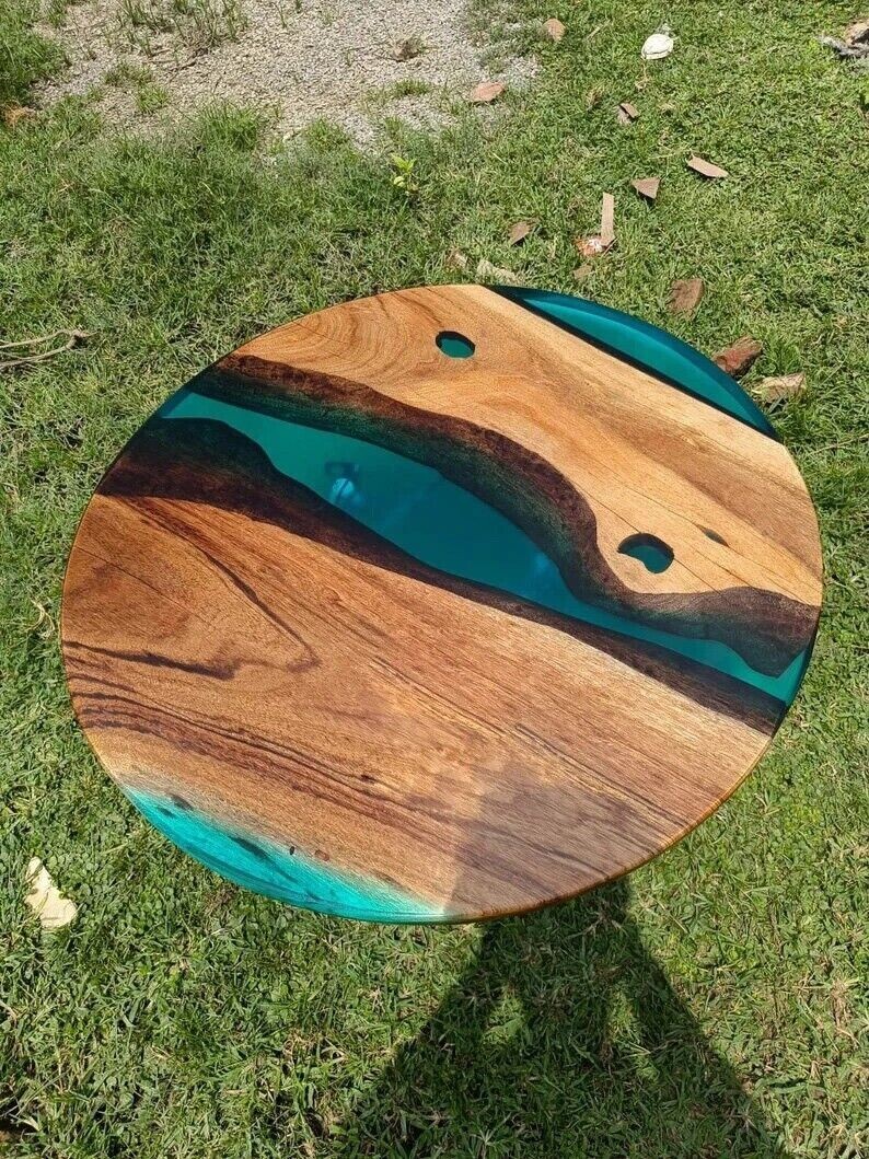 30 Inch Epoxy Wood Coffee Table Top Modern Unique Home Furniture-image