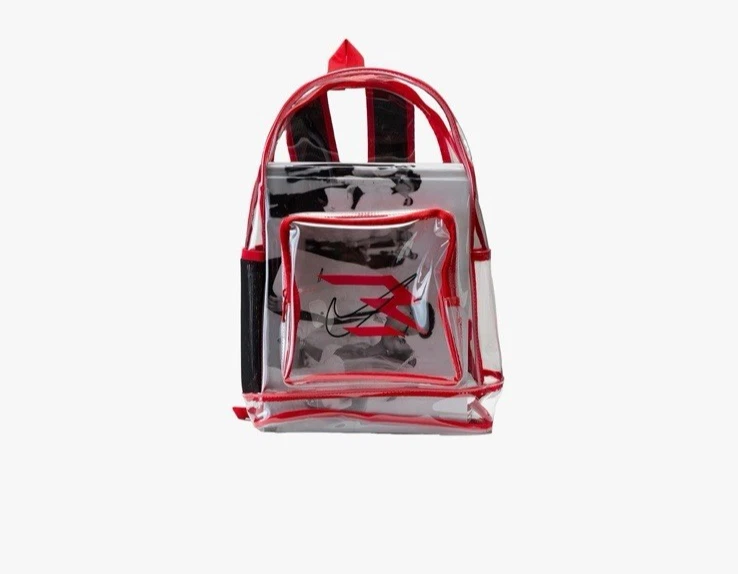 Mochila Nike 3 marcas transparente vermelha universitária bolso garrafa - Imagem 4 de 4