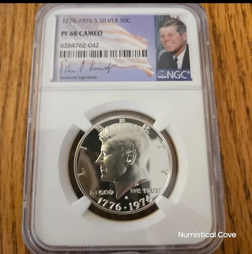 1976-S Kennedy Silver Half Dollar Flag NGC PF68 Cameo Shine Graded Ships FREE!