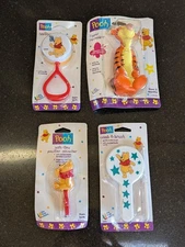 NEW 90s Winnie the Pooh Comb & Brush Rattle Pacifier Squeaky The First Years Vtg