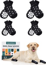 4 Pairs of Anti-Slip Dog Socks with Adjustable Straps: Paw Protector Socks with