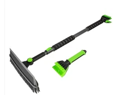 Heavy Duty 58 in Extendable Snowbrush and Ice Scraper, Neon Green