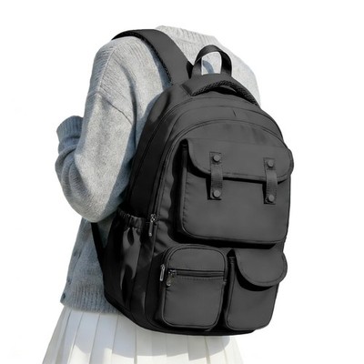 Black School Backpack For College Students Men Women Aesthetic Bookbag