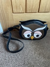 Anna Smith New York Owl Shoulder Bag With Long Strap Adjustable Black Brown VGC