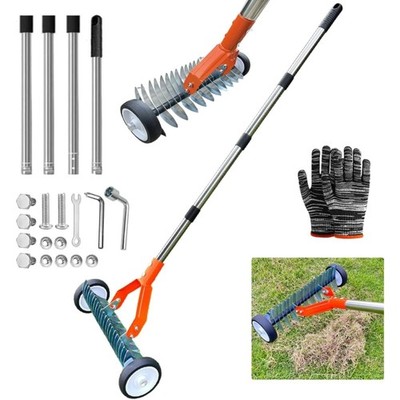 Handvertikutierer,Rasenkamm,Rasenlüfter,Gartenrechen,Stiel,Stahl,Gummi,Orange...