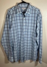 Peter Millar Men’s Button Down Shirt Size XL White Checkered Blue 