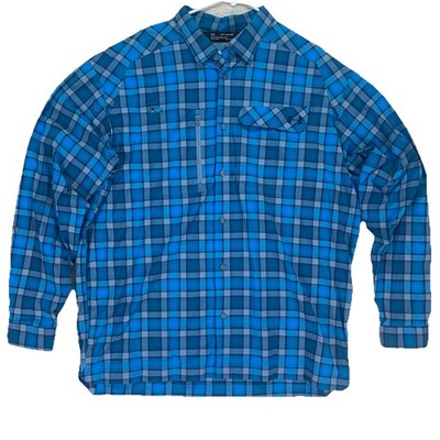 Under Armour Men's Loose Heat Gear Long Sleeve Vented Plaid Shirt Size 2XL
