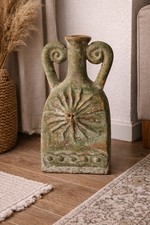 Large Vintage Style Sun Moon Art Pottery Vase...