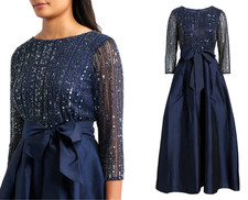 Pisarro Nights Tie Waist Beaded Taffeta Maxi Dress Sz 6 268 1179 no belt