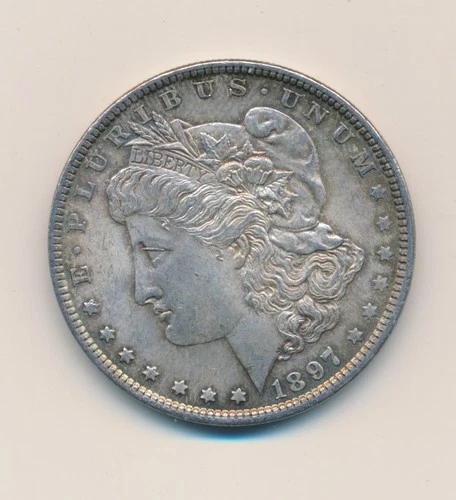 1897 - P  MORGAN SILVER DOLLAR $1 TONED AU