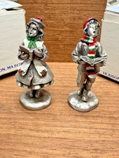 Hudson Pewter Villagers #4212 & 4213 Oliver & Jenny (caroling). w/boxes.