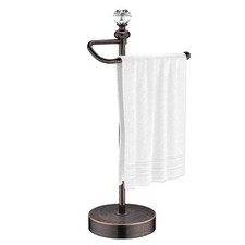 Heavy Weighted Hand Towel Holder Stand 15.7 Inch Oil Rubbed Bronze Crystal