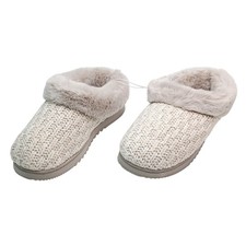 New Dearfoams Women's Knit Clog Faux Fur Slip On Indoor/Outdoor Slipper Size 7-8