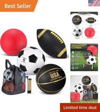 4-Piece Basketball, Soccer & Football Set with Pump - Back to School Essentials