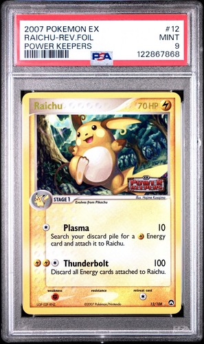 Pokemon 2007 Raichu Reverse Holo Power Keepers 12 PSA 9