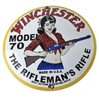 Vintage Winchester Porcelain Sign - Rifleman's Model 70 Gas Service Pump Sign
