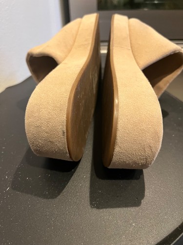 & Other Stories Tan Suede Leather Dandals Platfrom Slides
