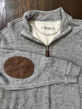 DANIEL CREMIEUX Mens Sweater Reversible 1/4 Zip Brown Elbow Patches  Gray Golf M