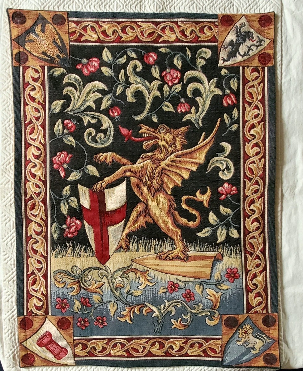 City of London DRAGON TAPESTRY Wall ART Crest Medieval Guardian  Griffin
