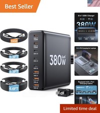 380W USB C Charger Block with 4 USB Cables Dual 100W Charging Station