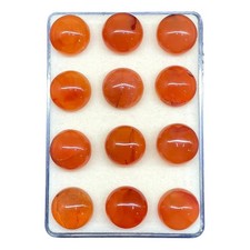 12 Pcs Natural Carnelian 15mm Round Cabochon Loose Gemstones Whoelsale Lot