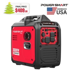 PowerSmart 3000W Inverter Gas Generator, 121.6cc Engine, 120V Outlet, CO Alarm