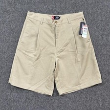 Chaps Golf Shorts Mens 34 (Fits 33x9) Khaki Pleated Classic Fit Dress Casual