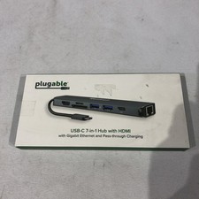 Plugable USBC-7IN1E 7-in-1 USB C Hub Multiport Adapter with Ethernet