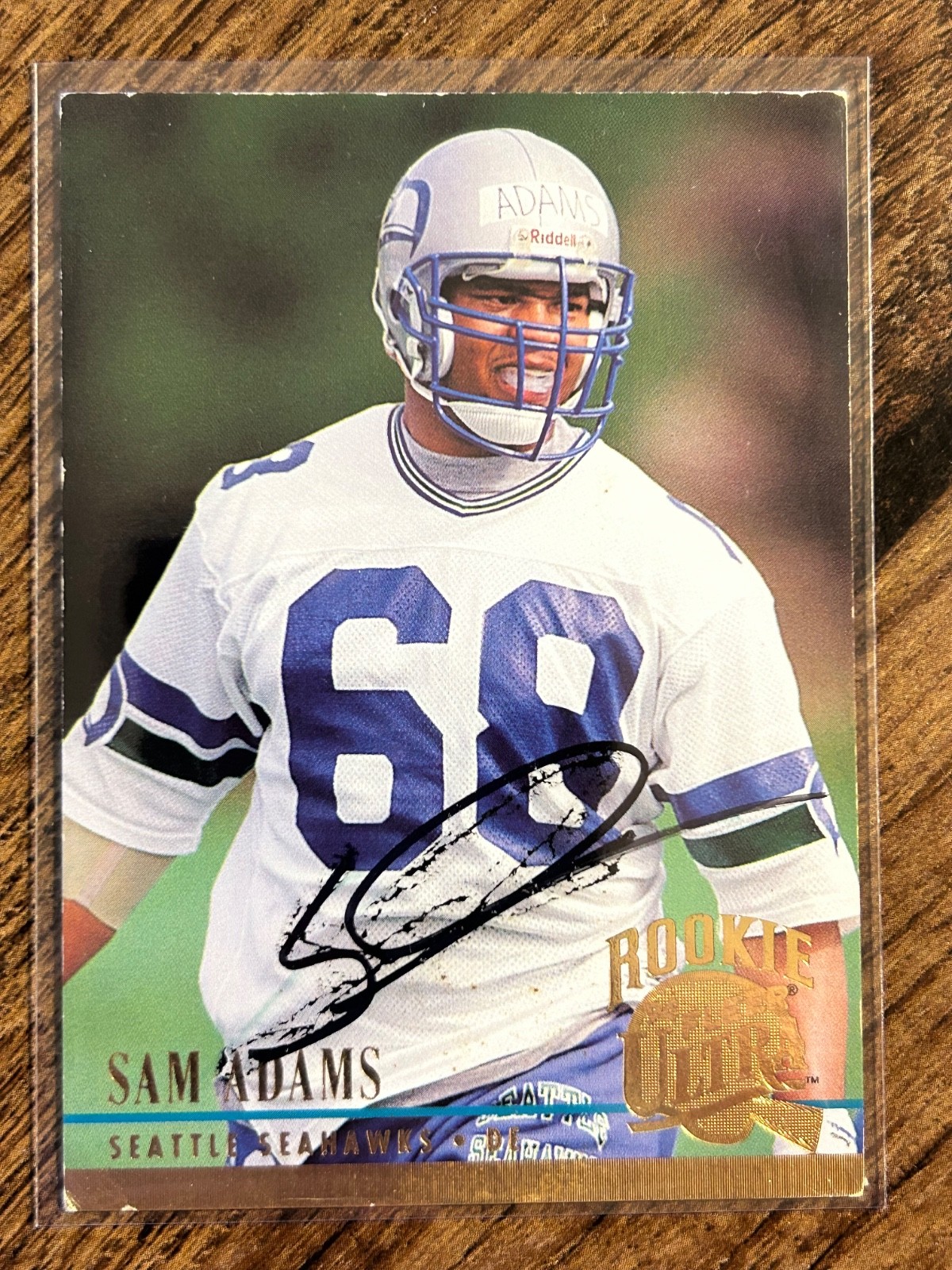 SAM ADAMS 1994 Fleer Ultra SEAHAWKS #286 IP Autograph