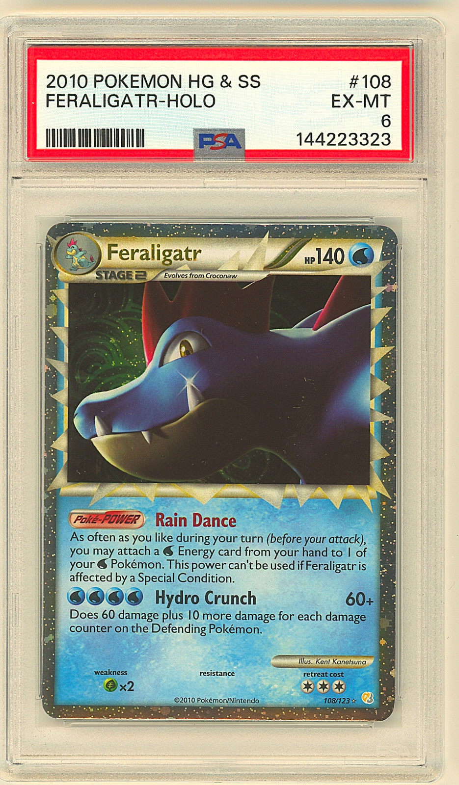 2010 POKEMON HEARTGOLD & SOULSILVER #108 FERALIGATR-HOLO PSA 6 FRESHLY GRADED