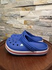 New ListingChild’s Sz 12 Royal Blue White Red Crocs Beach Pool Water Shoe Clogs Mules Euc
