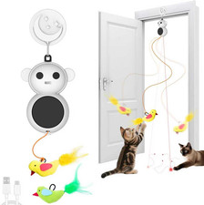 Automatic Laser Cat Toy with Interactive Flying Bird Feather, Natural White