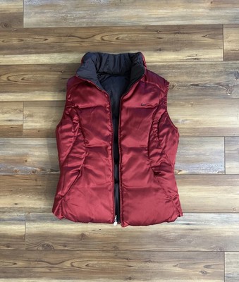 Nike Vintage Reversible Puffer Vest Burgundy Brown Sample Garment Women s M Rare