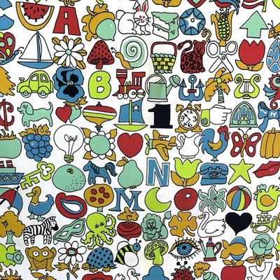 Vintage 60s-70s Cool Pop Art Fabric Mod Groovy Animals Children, Objects 2 Yards