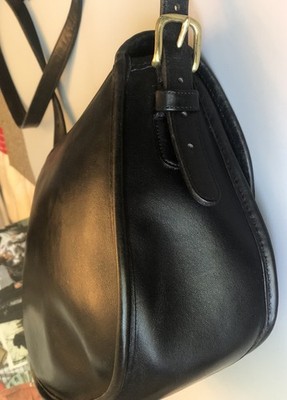 Vintage COACH Saddlery Bag 9535 Black 80s NYC Crossbody Shoulder