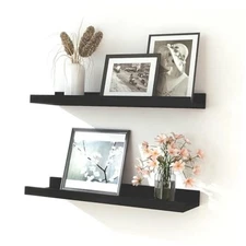 Floating Shelves for Wall Decor, Wall Mounted Wood Storage Shelf 15.8in Black
