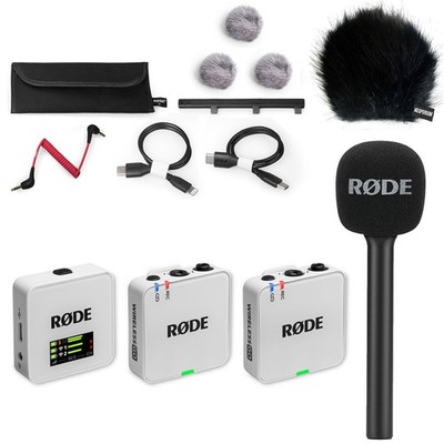 Rode Wireless GO Gen Mikrofonsystem Weiss mit Interview GO und Windschutz WSBK